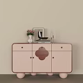 Modern cream style end view cabinet combination 3d model