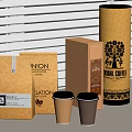 Rural Coffee Union A Method Ration Packaging With Paper Bags Boxes Cylindrical Container And Cups 3d model