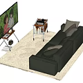 Modern Dark Gray Sofa Coffee Table Set with TV Stand and Area Rug
