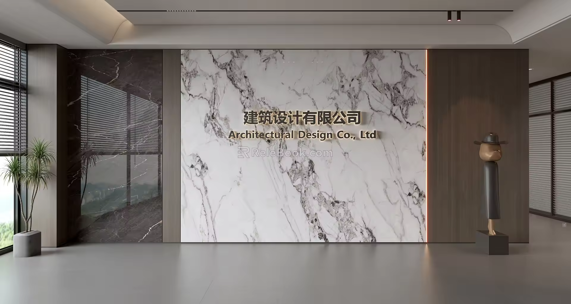 Modern Front Desk Background Wall Simple Background Wall Front Desk Reception Area Background Wall Company Front Desk Background Wall 3d model