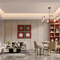 Hotel Chess Room Elegant Interior With Modern Sofa Dining Table And Decorative Chandelier