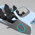 Futuristic Concept Car With Sleek Design Four Seats And Circular Blue Ring Wheels