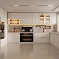 Modern White Kitchen Interior With Open Layout Island Counter And Appliances