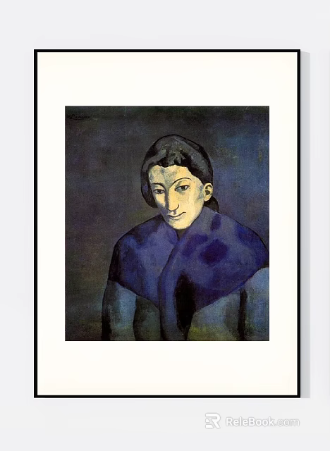 Cubist Portrait of Female Figure With Blue Clothing and Abstract Facial Features 3d model 