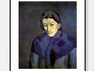 Cubist Portrait of Female Figure With Blue Clothing and Abstract Facial Features 3d model