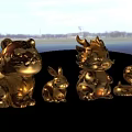 Cute Golden Animal Figurines Collection Featuring Dragon Snake Horse And Sheep