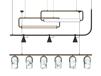 Modern chandelier long chandelier combination 3d model