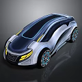 Futuristic Concept Car With Sleek Design Dark Roof Silver Body And Unique Wheels