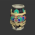 Elegant Luxury Wine Bottle And Glass With Colorful Gemstone Inlays Gold Accents Marble Base