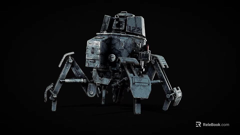 Futuristic Multi Legged Armored Combat Weapon With Metallic Structure And Mechanical Limbs 3d model 