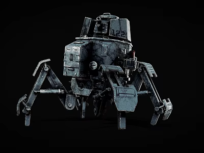 Futuristic Multi Legged Armored Combat Weapon With Metallic Structure And Mechanical Limbs 3d model