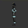 Man in Firefighter Uniform With Yellow Helmet Blue Stripes Gloves And Boots