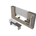 Elegant Modern Kitchen With Wooden Cabinets Marble Countertop And Faucet Appliances