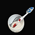 Decorative White Bathroom Accessories Cup Featuring Beauty Lettering Design And Toothbrush