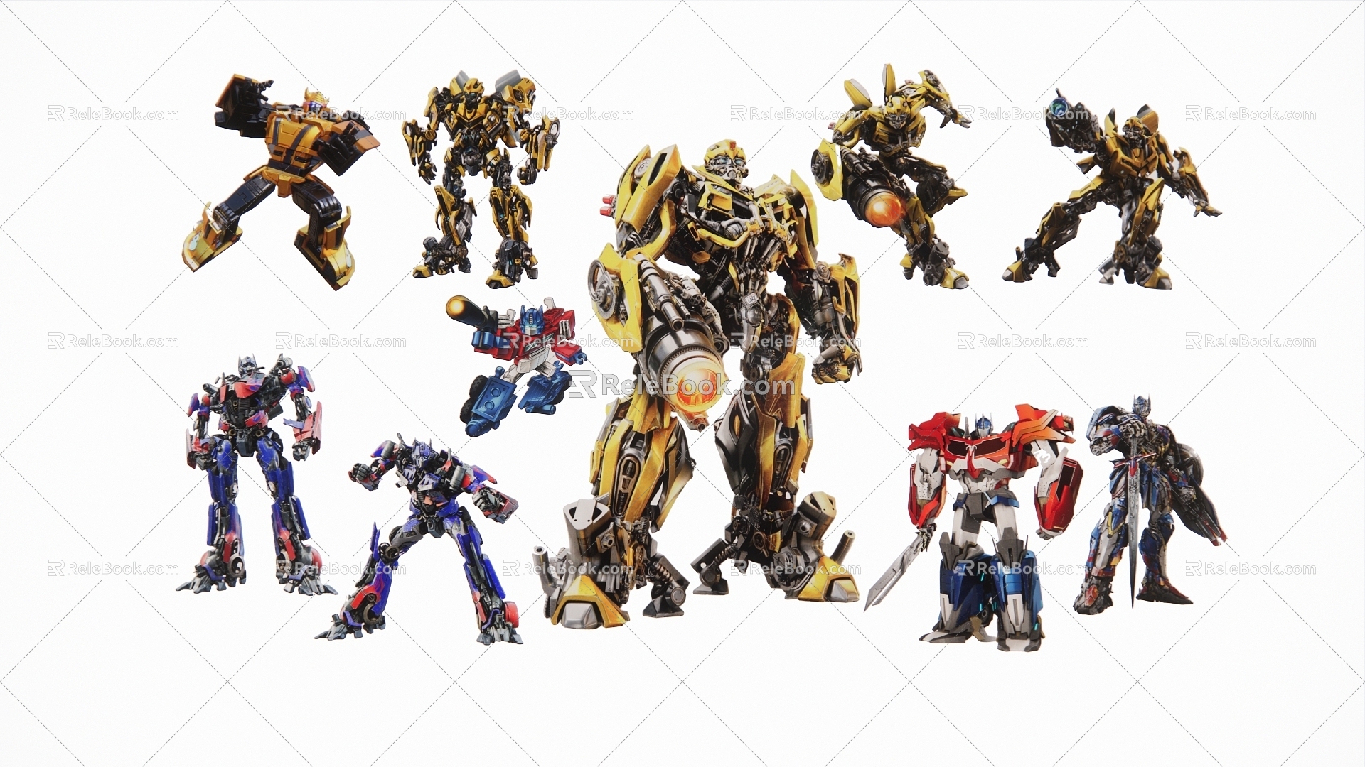 Modern 2D Transformers Robot Bumblebee Cartoon Silhouette 3d model