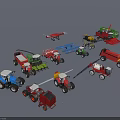 Various Agricultural Utility Vehicles Including Tractors Harvesters Planters And Drone For Farming Activities