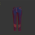 Stylish Blue Pants With Red Decorative Accents For Daily Living Use