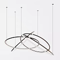 Modern Chandelier Interior Design With Multiple Circular Metal Structures Sleek Lines And Black White Color
