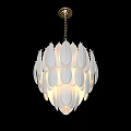 Elegant Modern Chandelier With White Feather Shaped Design Gold Frame And Soft Lighting