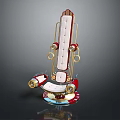Vintage Decorative Mechanical Device With Red Gold White Vertical Structure And Circular Base 3d model