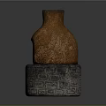 Traditional Clay Stove With Stone Base Structure And Burning Charcoal Inside