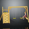 Wooden Kids Play Furniture Set With Swings Slide And Storage Drawers