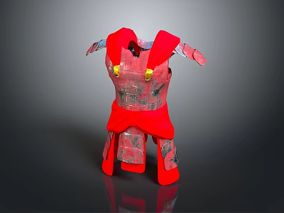 Handmade Red Armor Crafted with Intricate Paper Art and Decorative Details 3d model