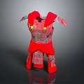Handmade Red Armor Crafted with Intricate Paper Art and Decorative Details