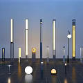 Modern Outdoor Lights With Various Designs Tall Columns And Spherical Lamps