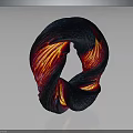 Wood Stone Sculpture with Twisted Loop Shape Dark Blue Surface and Red Orange Glowing Interior 3d model