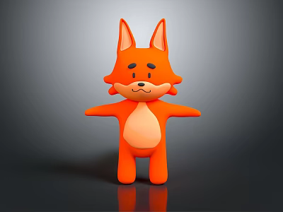 Cute Orange Cartoon Fox Character With Open Arms And Light Belly 3d model