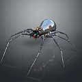 Futuristic Mechanical Spider With Metallic Structure Red Eyes And Gear Details
