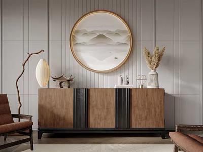 New Chinese Style Entrance Cabinet Side Cabinet Decorative Cabinet 3d model