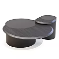 Modern Round Wooden Coffee Table Set Featuring Smooth Surface and Combined Structure 3d model
