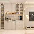 Modern Living Dining Room Interior With White Sofa Coffee Table TV Chandelier And Decorative Paintings