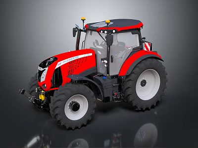 Red Case IH Tractor With Large Wheels And Black Red Exterior Design 3d model