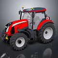 Red Case IH Tractor With Large Wheels And Black Red Exterior Design