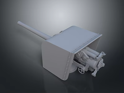 Military Weapon 3D Rendering With Long Barrel Square Mount Wheeled Base And Mechanical Structure 3d model