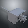 Military Weapon 3D Rendering With Long Barrel Square Mount Wheeled Base And Mechanical Structure