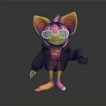 Vibrant 3D Cartoon Creature Character With Large Ears Pink Glasses Green Skin Hoodie And Shorts