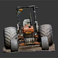 Orange Ford Tractor Functional Agricultural Vehicle with Large Tires and Muddy Platform