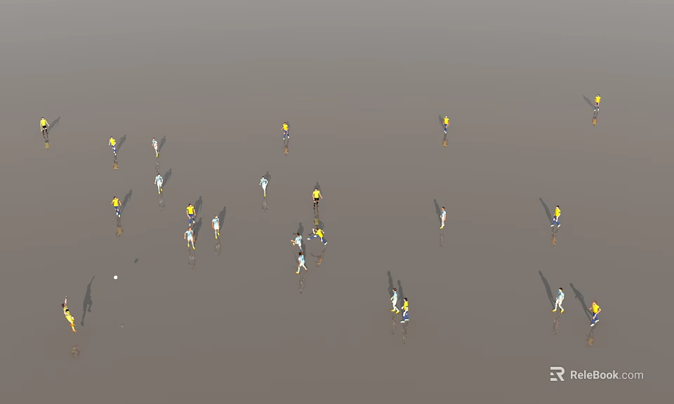 Group of People in Different Colored Clothing Arranged on Gray Background 3d model 