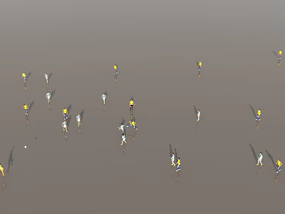 Group of People in Different Colored Clothing Arranged on Gray Background 3d model