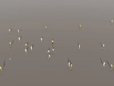 Group of People in Different Colored Clothing Arranged on Gray Background 3d model