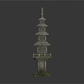 Classic Multi Tiered Stone Pagoda With Green Base And Traditional Design Details