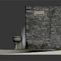Garden Ornament Feature with Stone Wall Stone Basin Slab Floor and Grass