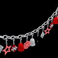 Festive Ornament Decor Set With Silver Chain Red Pendants Stars Gift Boxes Snowflakes Bells Hearts