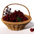 Modern Cherry Cherry Fruit Bamboo Basket Ornaments Combination Fruit Basket Bamboo Basket 3d model