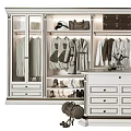 Modern Organized Wardrobe Interior With Hanging Clothes Drawers Shoes And Storage Bags