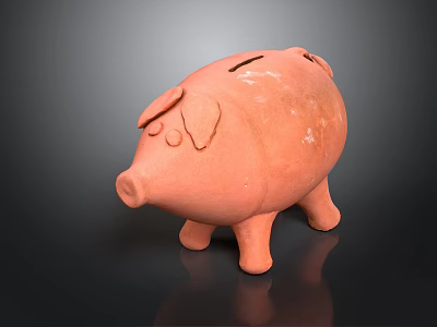 Hand Carved Clay Piggy Bank Sculpture With Decorative Details And Craftsmanship 3d model